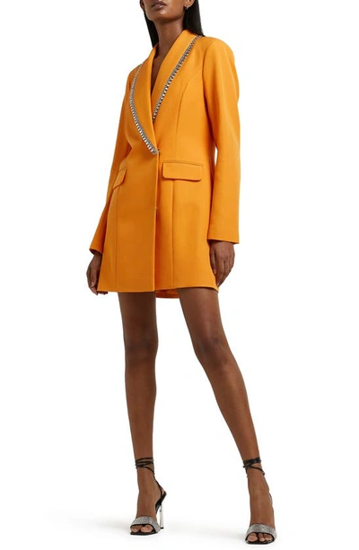 River Island Bling Trim Blazer Dress In Orange | ModeSens