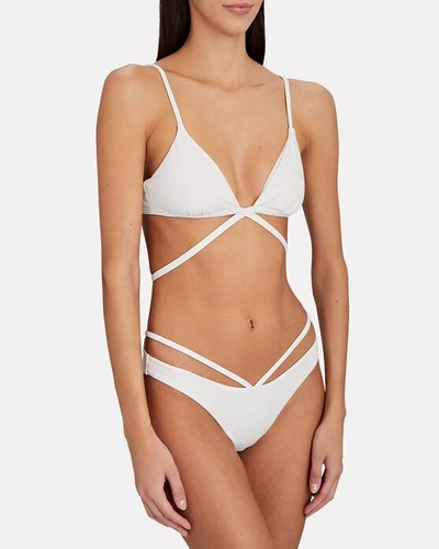 Shop Jonathan Simkhai Emmalyn Strappy Bikini Bottoms In White