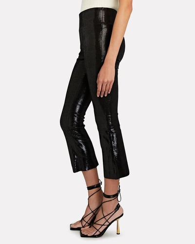 Shop Sprwmn Crop Flare Embossed Leather Leggings In Black