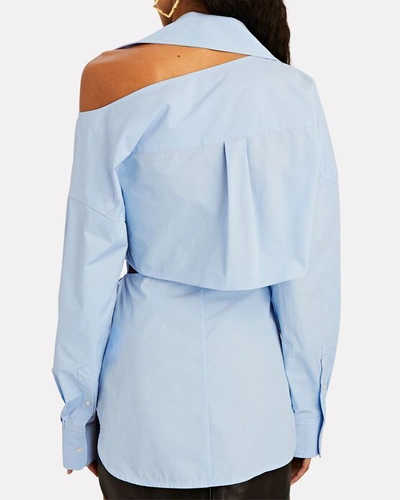 Shop Alexander Wang Cut-out Cotton Button-down Shirt In Blue-lt