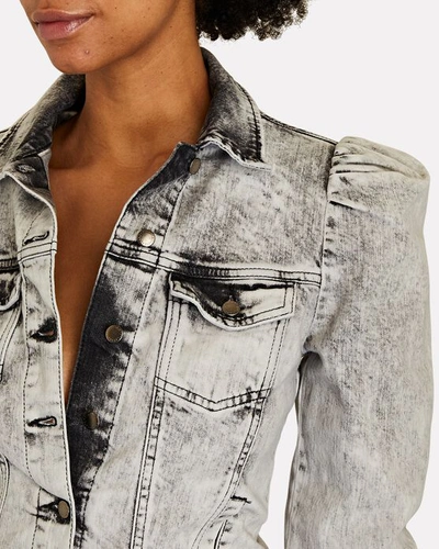 Shop Retroféte Ada Cropped Denim Jacket In Grey