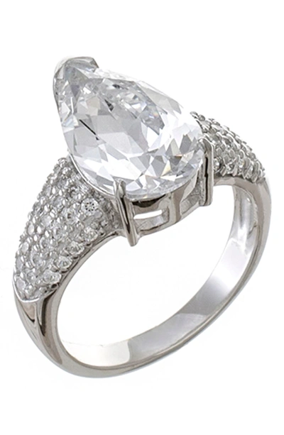 Shop Cz By Kenneth Jay Lane Pear Cut Cz Pavé Band Ring In Clear/gold