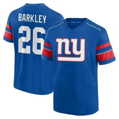 Shop Fanatics Branded Saquon Barkley Royal New York Giants Hashmark Name & Number V-neck T-shirt