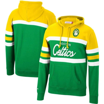 Shop Mitchell & Ness Yellow/green Boston Celtics Head Coach Pullover Hoodie