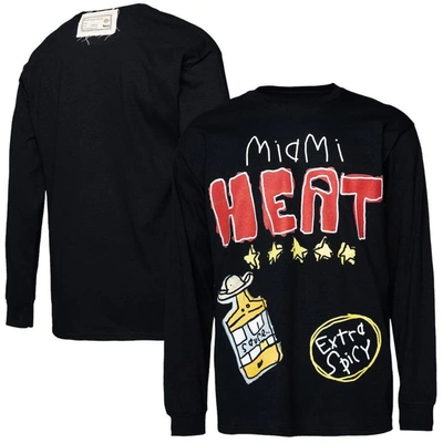 Shop After School Special Black Miami Heat Wordmark Long Sleeve T-shirt