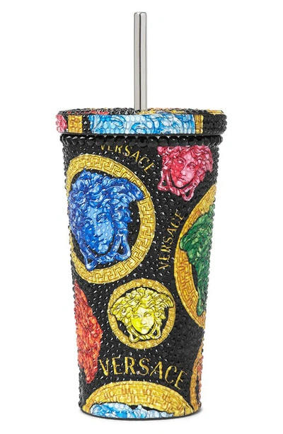 Shop Versace Medusa Amplified Travel Cup In Black/ Multicolor