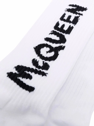 Shop Alexander Mcqueen Men's White Cotton Socks