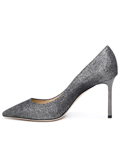 Shop Jimmy Choo Silver Leather Romy Pumps In Grey