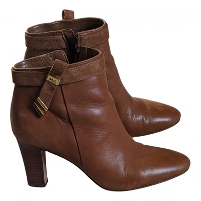 Pre-owned Lauren Ralph Lauren Leather Ankle Boots In Brown