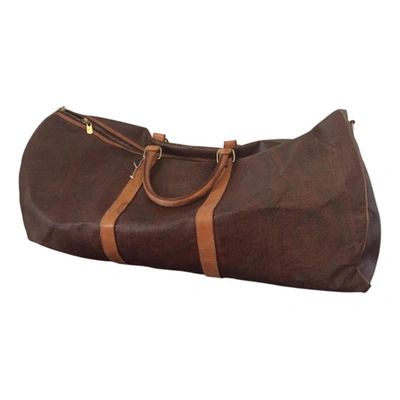 Pre-owned Etro Leather Travel Bag In Brown
