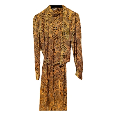 Pre-owned Guy Laroche Silk Mid-length Dress In Camel