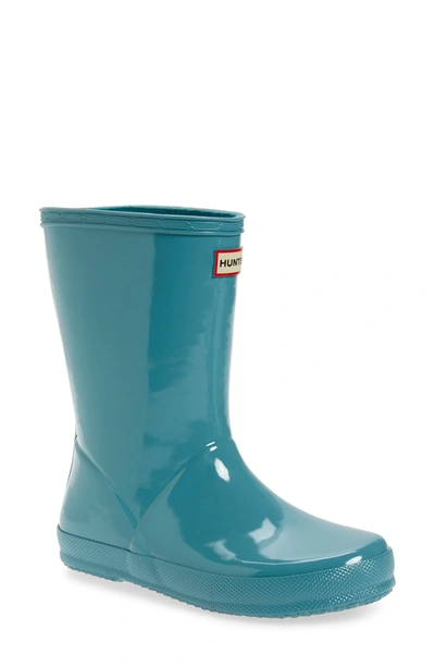 Shop Hunter 'first Gloss' Rain Boot In Blue Spruce