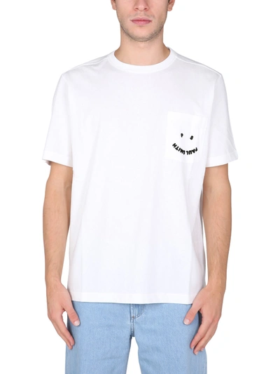 Shop Ps By Paul Smith Happy T-shirt With Pocket In Bianco