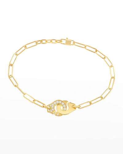 Shop Dinh Van Yellow Gold Menottes R10 Medium One-side Diamond Bracelet