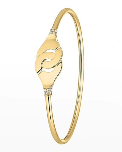 Shop Dinh Van Yellow Gold Menottes R12 Flex Bracelet With Diamond Shoulders