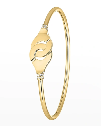Shop Dinh Van Yellow Gold Menottes R12 Flex Bracelet With Diamond Shoulders