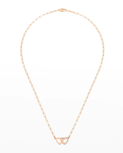 Shop Dinh Van Rose Gold R9 Double Coeurs Heart Chain Necklace