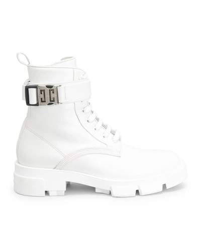 Shop Givenchy Terra Lace-up Combat Boots In White