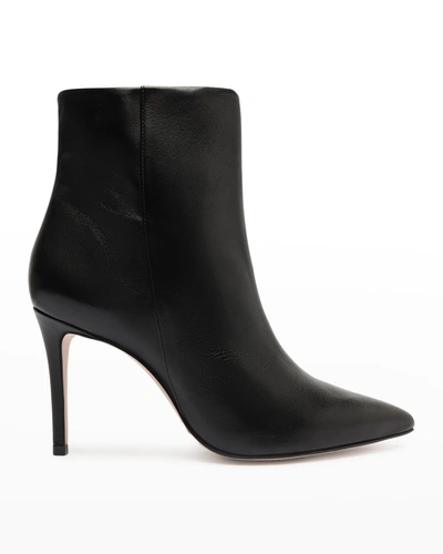 Shop Schutz Mikki Leather Pointed-toe Booties In 0553 Black