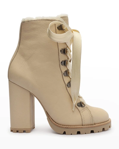 Shop Schutz Zara Lace-up Boots In Xmf2 Eggshell