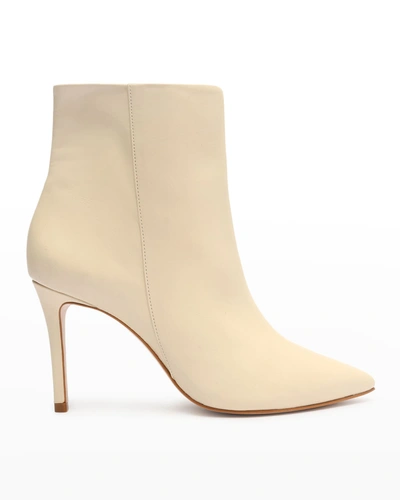 Shop Schutz Mikki Leather Pointed-toe Booties In Xmf2 Eggshell