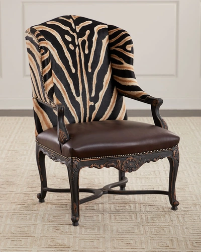 Shop Old Hickory Tannery Tanese Zebra-print Hairhide/leather Wing Chair
