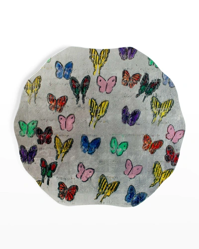 Shop Hunt Slonem Butterflies Around The World Silver Leaf And Lacquer Placemat