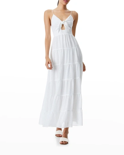 Shop Alice And Olivia Minka Tie-front Maxi Dress In Off White