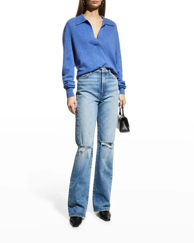 Shop 7 For All Mankind Easy Bootcut Jeans W/ Blown-out Knees In Ventura