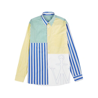 Shop Jw Anderson Striped Patchwork Cotton Shirt In Multicoloured