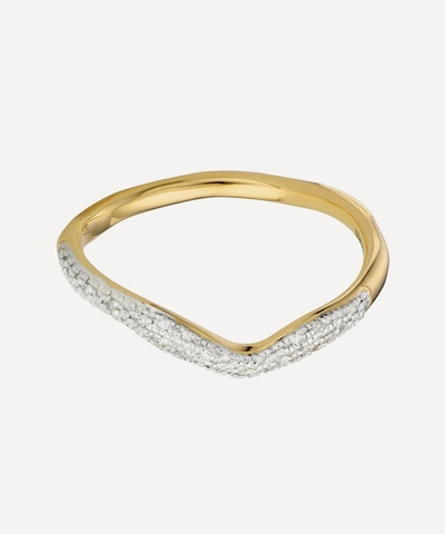 Shop Monica Vinader 18ct Gold Plated Vermeil Silver Riva Diamond Wave Stacking Ring