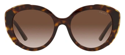 Shop Prada Pr 01ys 2au6s1 Cat Eye Sunglasses In Brown