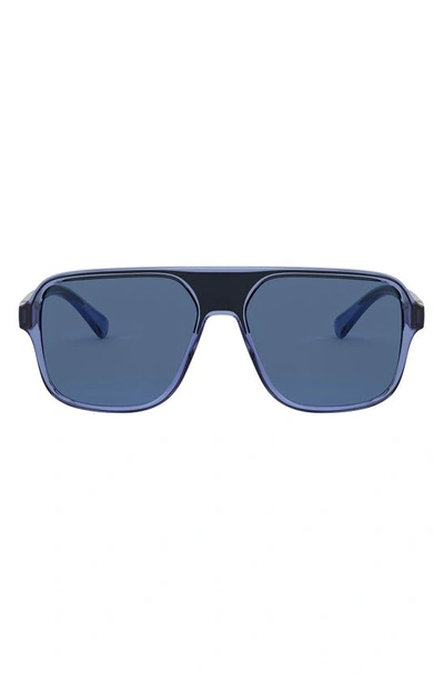 Shop Dolce & Gabbana 57mm Aviator Sunglasses In Blue/ Black/ Dark Blue