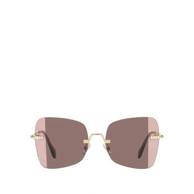 Shop Miu Miu Mu 50ws Pale Gold Female Sunglasses