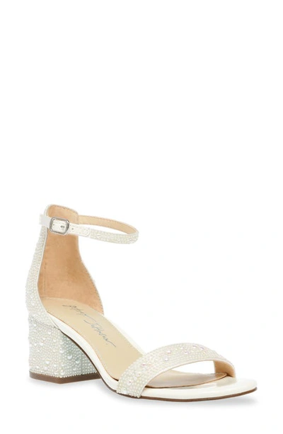 Shop Betsey Johnson Mari Crystal Ankle Strap Sandal In White
