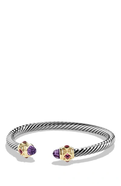 Shop David Yurman Renaissance Bracelet With Semiprecious Stone & 14k Gold, 5mm In Amethyst