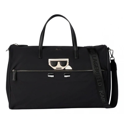 Pre-owned Karl Lagerfeld Cloth Weekend Bag In Black