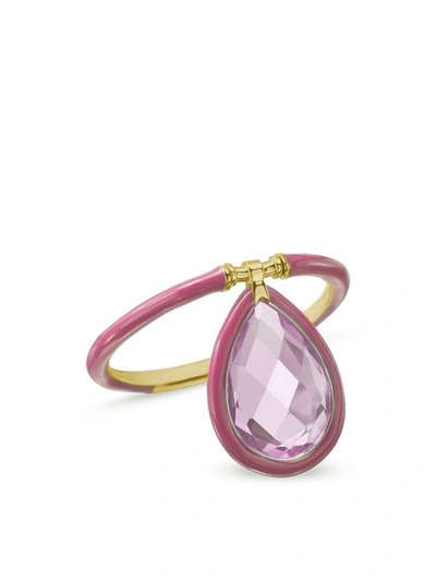 Shop Nina Runsdorf 18k Rose Gold Medium Rose Quartz Flip Ring In Webster Pink And Rose Gold