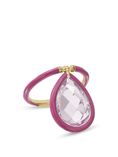 Shop Nina Runsdorf 18k Rose Gold Large Rose Quartz Flip Ring In Webster Pink And Rose Gold