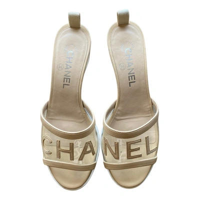 Pre-owned Chanel Mules In Beige