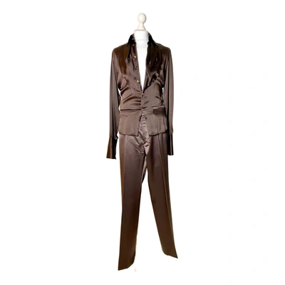 Pre-owned Versace Silk Suit In Brown