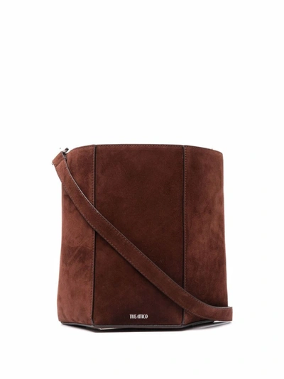 Shop Attico Brown Leather Shoulder Bag