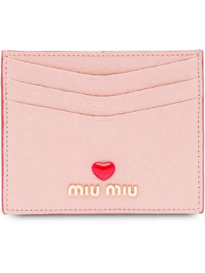 Shop Miu Miu Pink Leather Card Holder