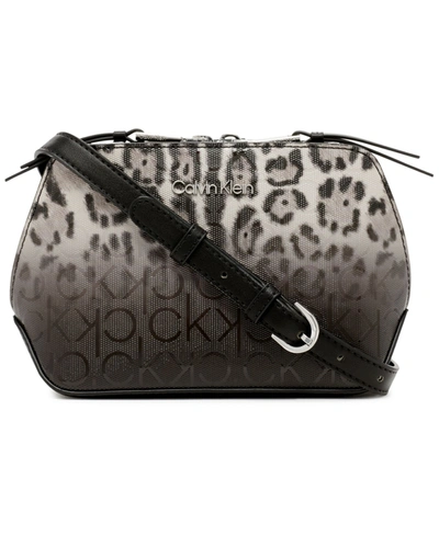 Calvin Klein Black Snow Leopard Hailey Crossbody Bag