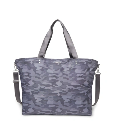 Shop Baggallini Extra-large Carryall Tote In Dark Gray Camo Print - Polyester
