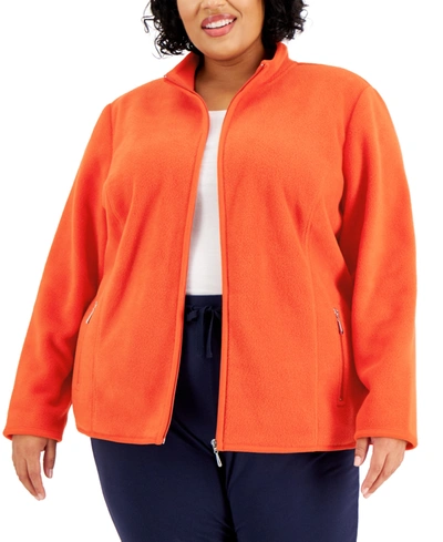 Shop Karen Scott Plus Size Zeroproof Jacket, Created For Macy's In Ponkan Orange