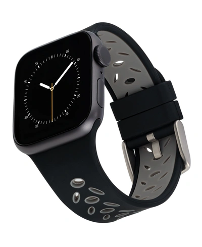 Shop Ak Wearables Withit Black And Gray Sport Silicone Band Compatible With 38/40/41mm Apple Watch In Black/gray