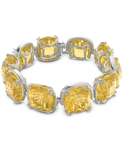 Shop Swarovski Silver-tone Yellow Cushion-cut Crystal Flex Bracelet