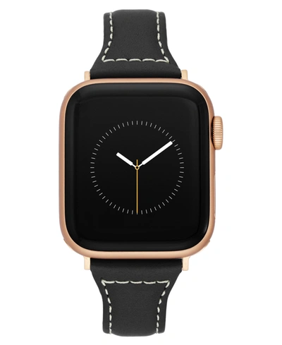 Withit Women's Black Stitched Leather Band Designed For Apple Watch 42mm (series 1-3 Only) & 44/45/46/49mm In Black