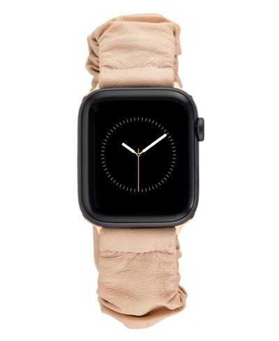 Shop Withit 38/40/41mm Apple Watch Premium Leather Scrunchie Strap In Beige With Rose Gold Adaptors